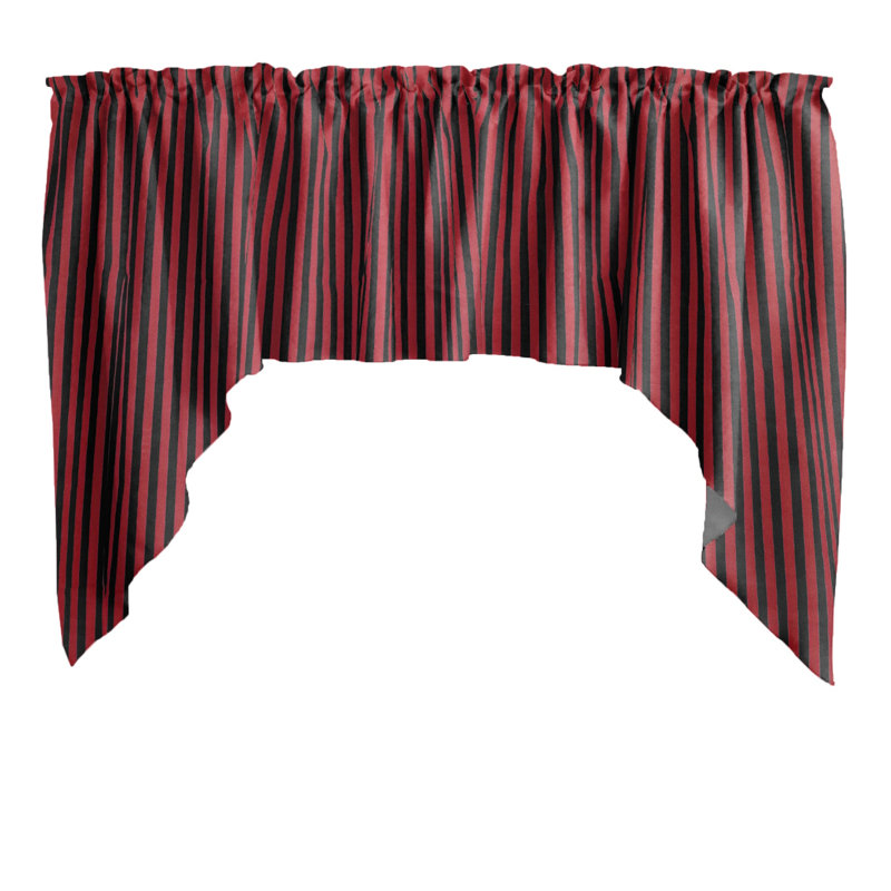 Cantonnière demi-pouce à rayures, Noir / rouge
