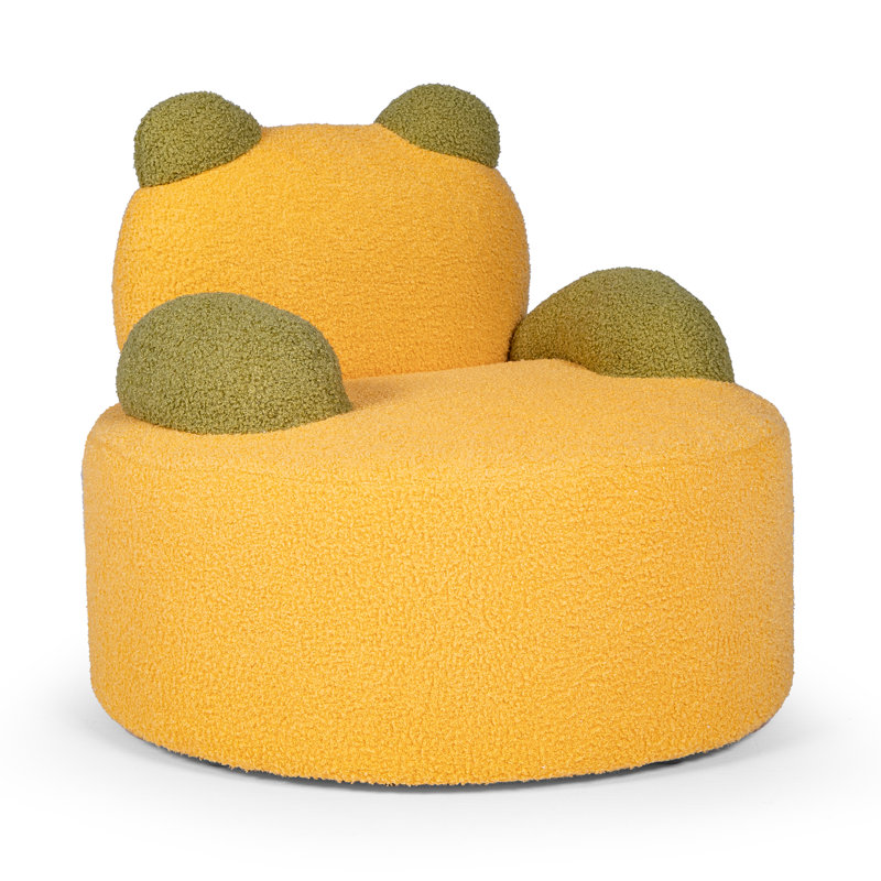 Fully Assembled Kids Plush Sherpa Boucle Accent Chair with Backrest, Green