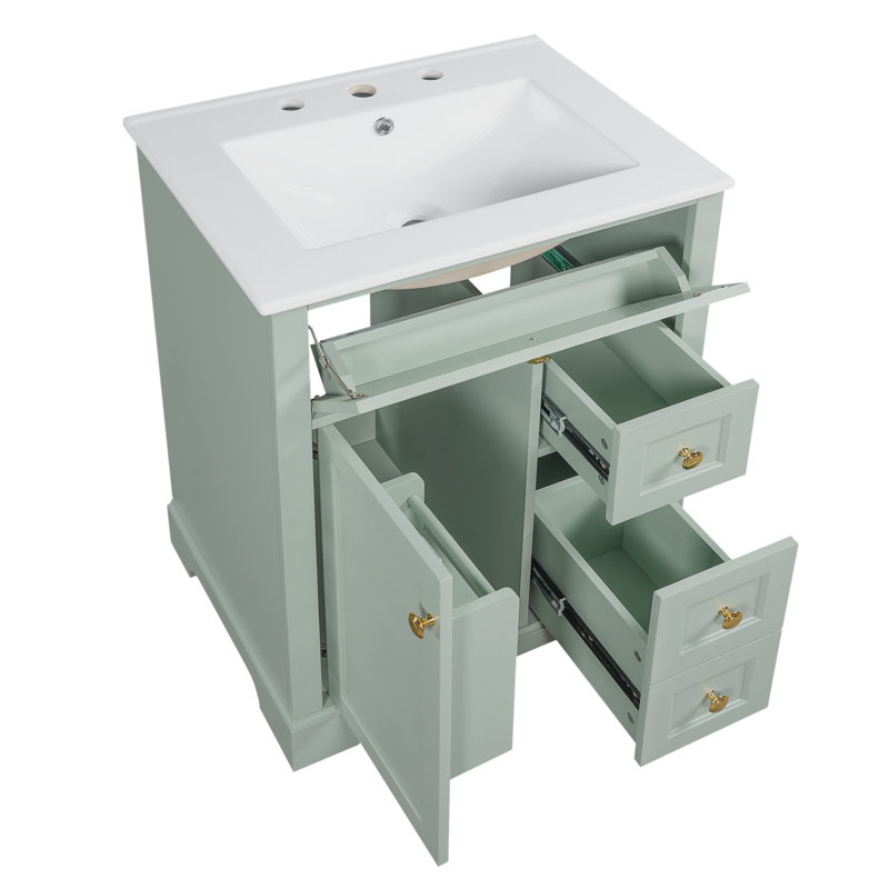 Meuble-lavabo compact et lavabo compact vert