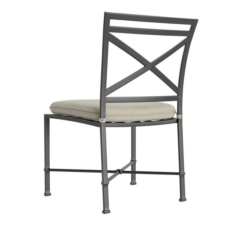 Venetian Outdoor Dining Side Chair, Fusion Moccasian, Textured Pewter, Brown