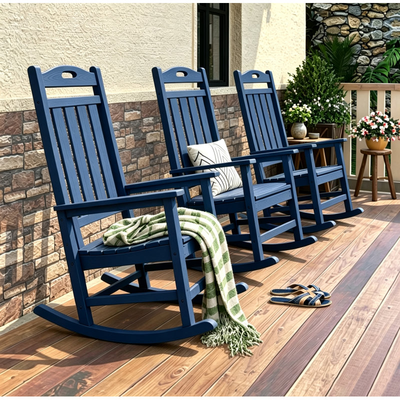 Chaise berçante en plastique Brayshun, Bleu marine