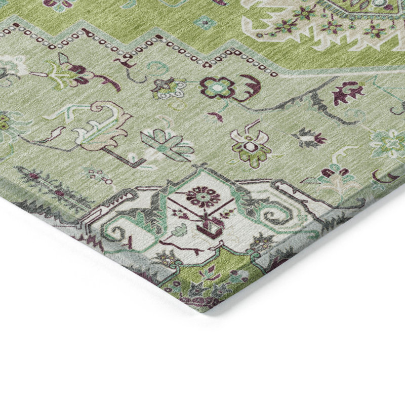 Tapis d'intérieur lavable extérieur vert ivoire et brun 3 pi x 5 pi