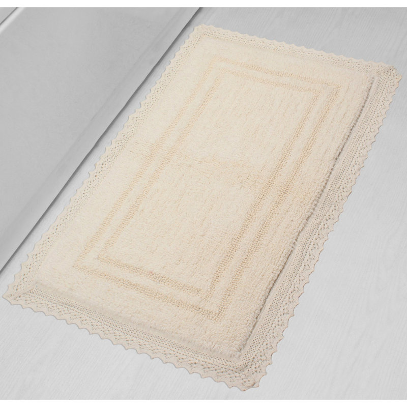 Opulent Absorbent Cotton Soft Bath Rug, 24" W x 40" L, Ivory