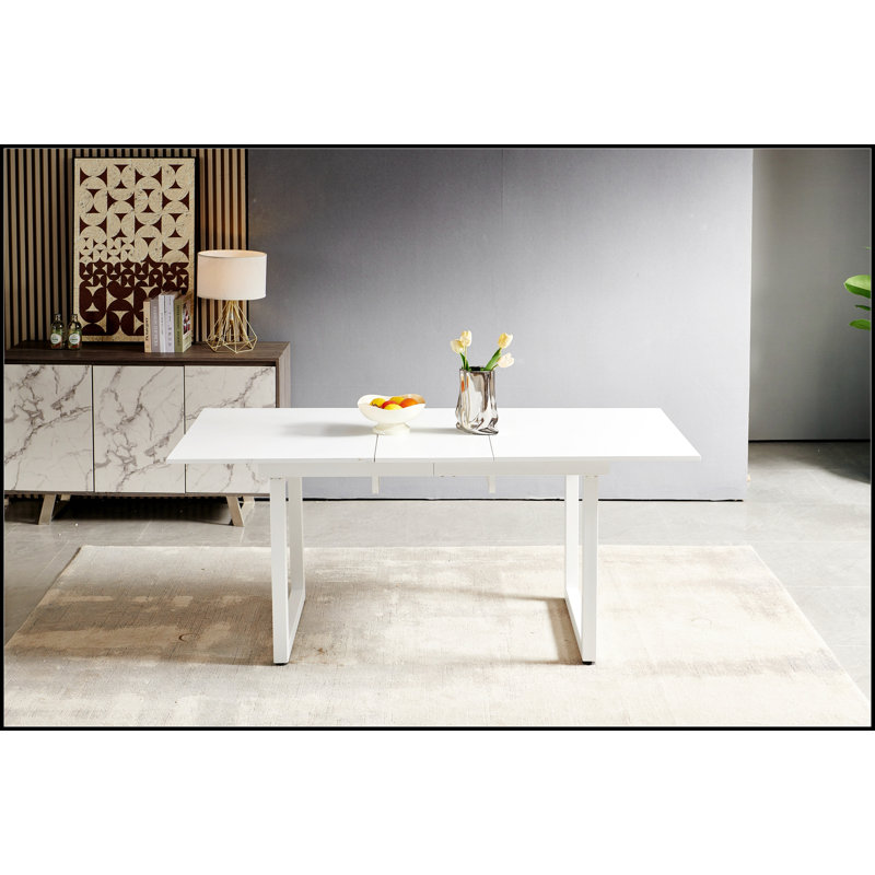 Table de salle à manger carrée extensible avec pieds en métal, table de cuisine moderne peu encombrante Base solide, confortable, durable et magnifique