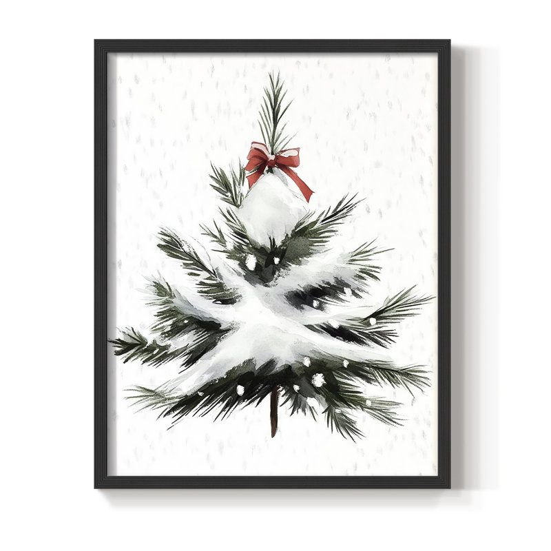 «Christmas Holiday Art» CECXLIX, reproduction d'art encadrée - bois massif, H 30 po x l 24 po, Noir, noir, noir, noir