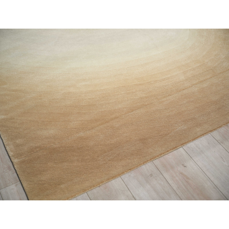 Mitomo Handmade Wool/Viscose, Light Beige/Ivory Area Rug, Rectangle 9' x 12'