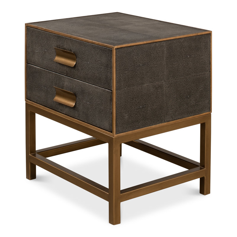 Shagreen 2 - Drawer Solid Wood Nightstand, Antique Gray