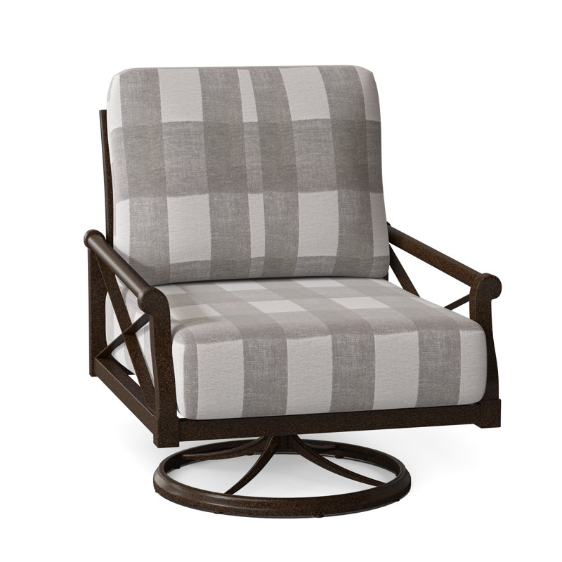 Chaise berçante avec coussins Andover, Prescott Dove Check Sunbrella®, Finition étain