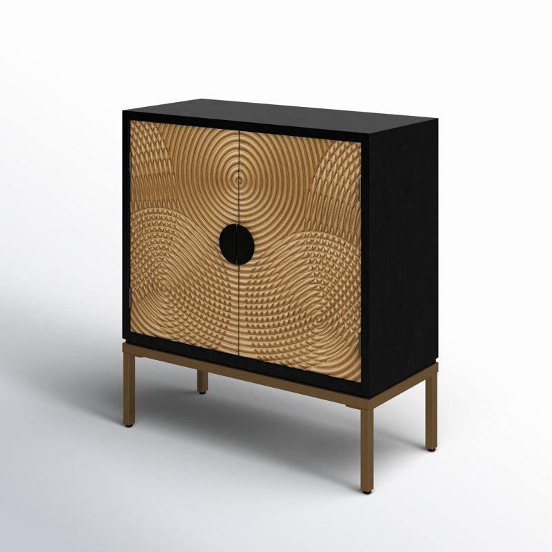 Black and Bronze Ripple Design 2-Door Cabinet