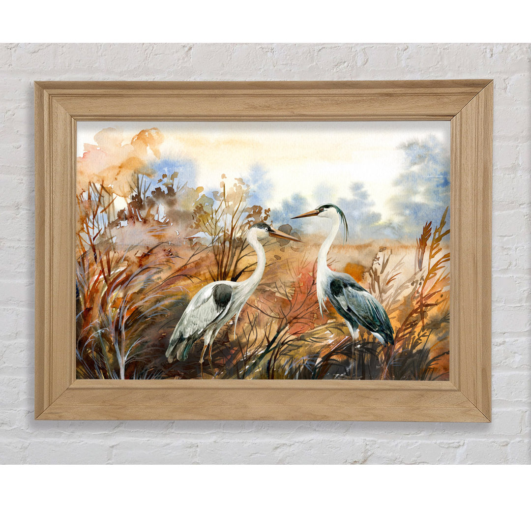 Herons In The Pond - Einzelne Bilderrahmen Kunstdrucke