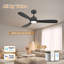 Ventilateur de plafond en bois à 3 pales de 52 po avec lumière, télécommande, WiFi / Alexa, moteur à courant continu silencieux, à intensité variable, intérieur / extérieur-999337226