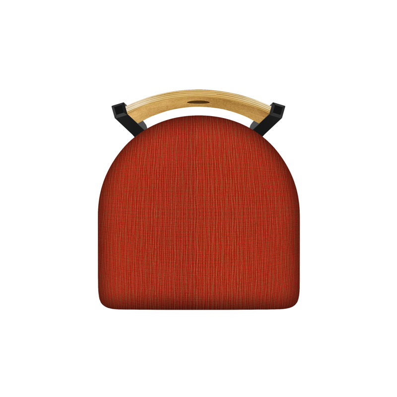 Tabouret pivotant Voltaire, 25, Siège graphite coquelicot / dossier en érable mo, Noir froissé