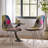 Patchwork Accent Chair Bohemian Style Fabric? Chair With Chromed Legs Geometric Pattern Chair Set Of 2