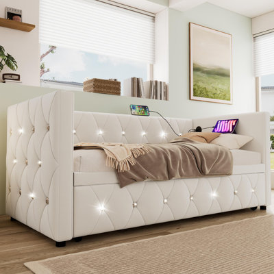 Bencar Upholstered Velvet Daybed with Trundle Bed