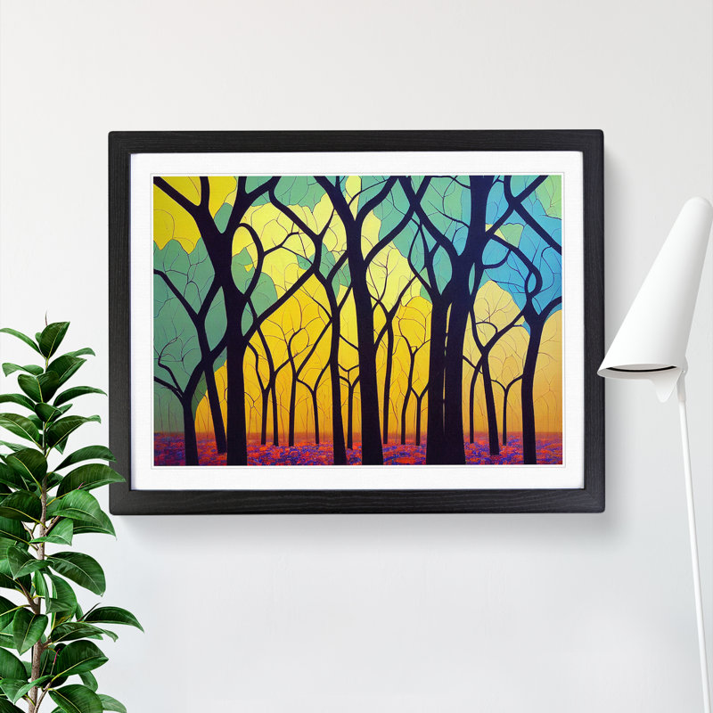 XH1022-8161X Spring Forest Art Abstract Vol.1 - Single Picture Frame Painting, Black Framed, 46cm H x 64cm W x 2cm D