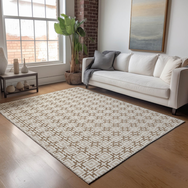 Premium Machine Washable Markhi AMF139 Taupe Rug, Rectangle 10' x 14'