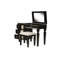 Meuble-lavabo noir avec tabouret - bois d'hévéa, siège et tablette de tiroir