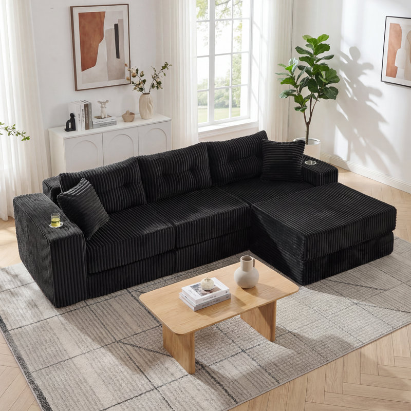 4 Seater Velvet Sofa, Black