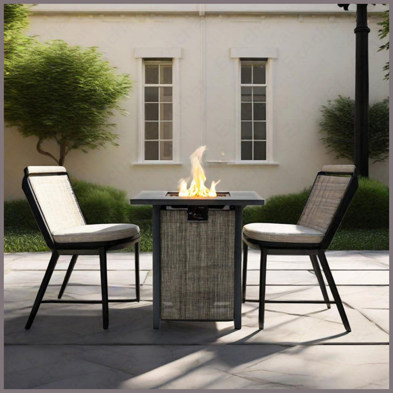 Table de foyer rectangulaire au propane en acier 40000 BTU pour la cour extérieure