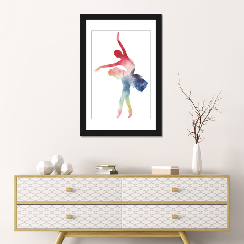«Ballerina Beam I», impression sur toile tendue, H 24 po x l 16 po x P 1 po, Papier beaux-arts encadré noir, Blanc