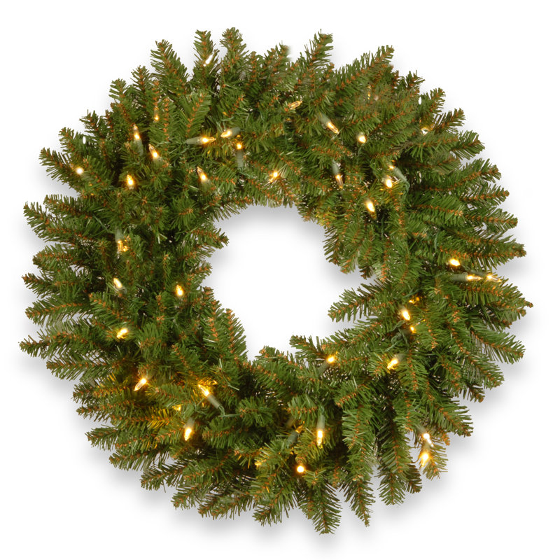 Couronne de sapin 24 po avec lumières DEL bicolores à piles 24 po Kingswood