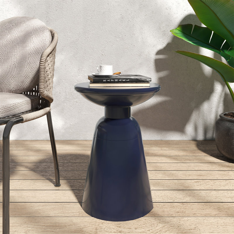 Daston Iron Top End Table, Navy Blue