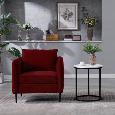Chaise d'appoint Mid-Century moderne avec revêtement en velours, coussin moelleux et pieds robustes en métal pour le confort du salon et du bureau