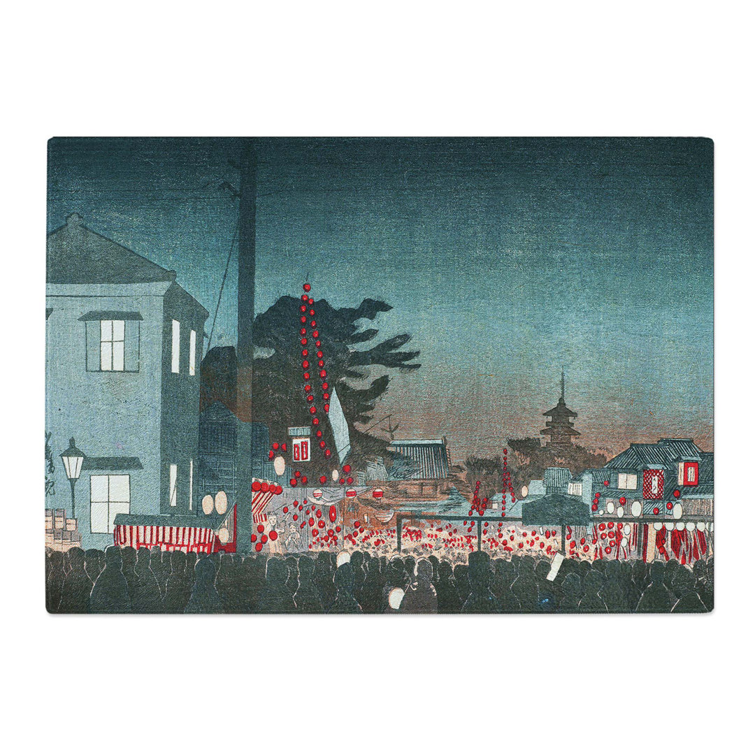 Tempered Glass Night Festival by Kobayashi Kiyochika Chopping Board