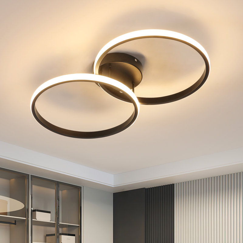 Black 2-Light Clover Flush Mount With Remote