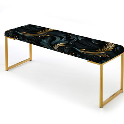Paisley Upholstered Gold Bench