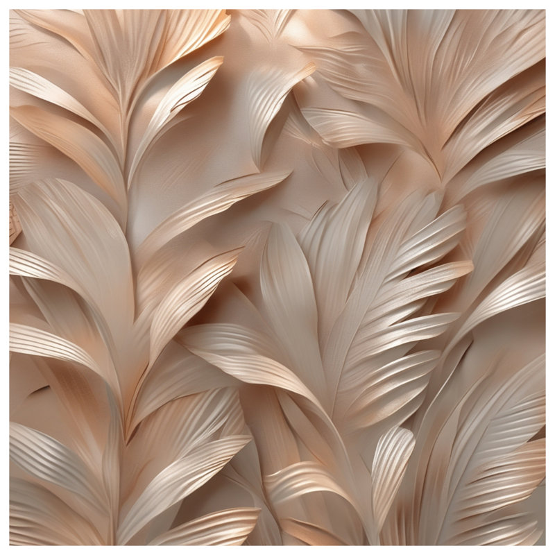 Housses de couette texturées à motif de feuilles, Grand lit, Beige moyen Beige moyen