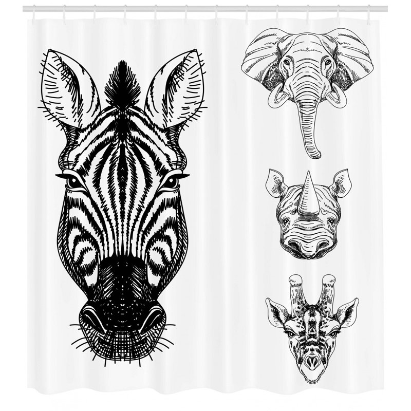 Rideau de douche simple africain sauvage, H 69 po x l 105 po