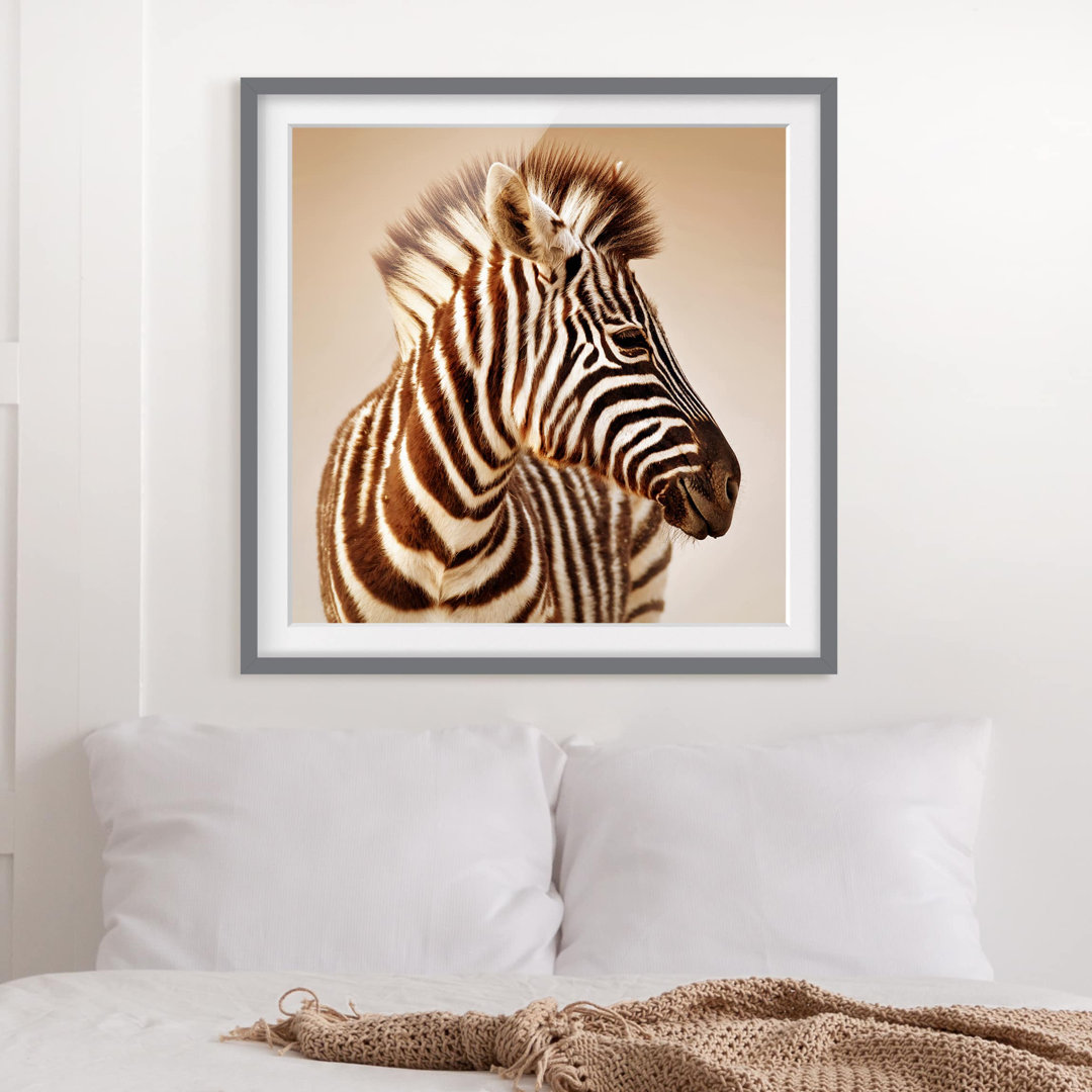 Gerahmtes Papierbild Zebra Baby Portrait