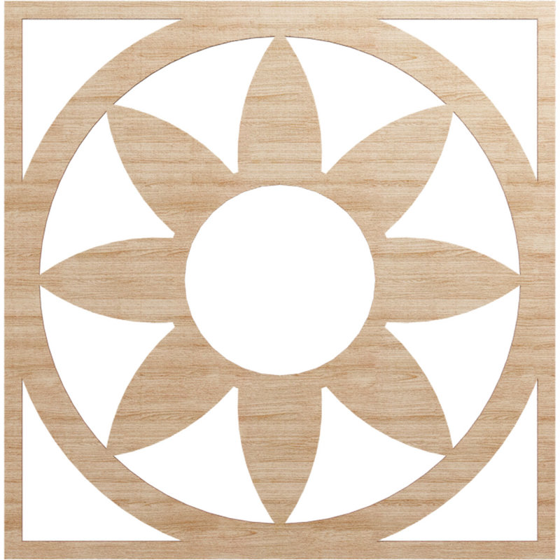 Médaillon de plafond en bois Blume, Aulne, H 30 po x l 30 po x P 0,38 po