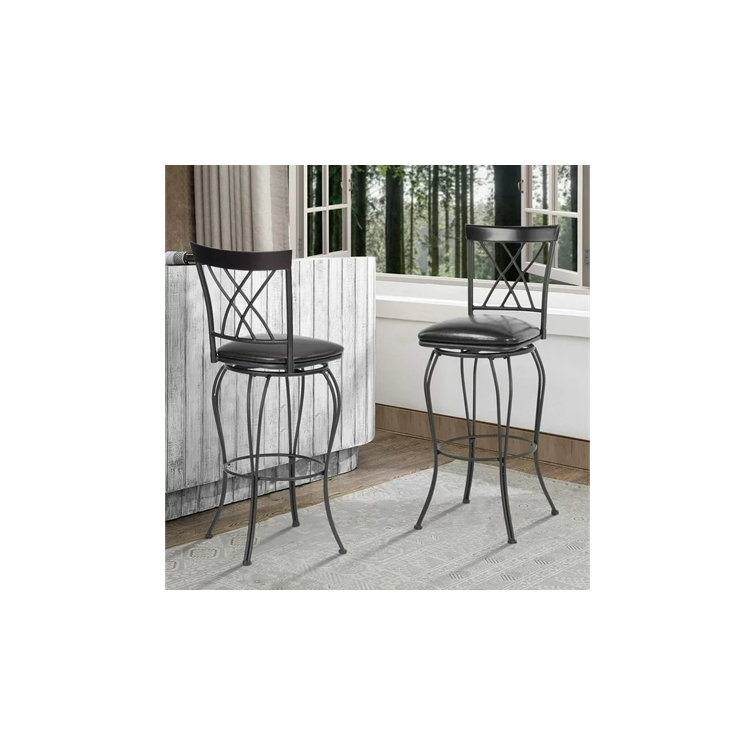 Red Barrel Studio® 31 Bar Stools Set Of 2 PU Swivel Counter Height  Barstools With Cross Back, Industrial Style