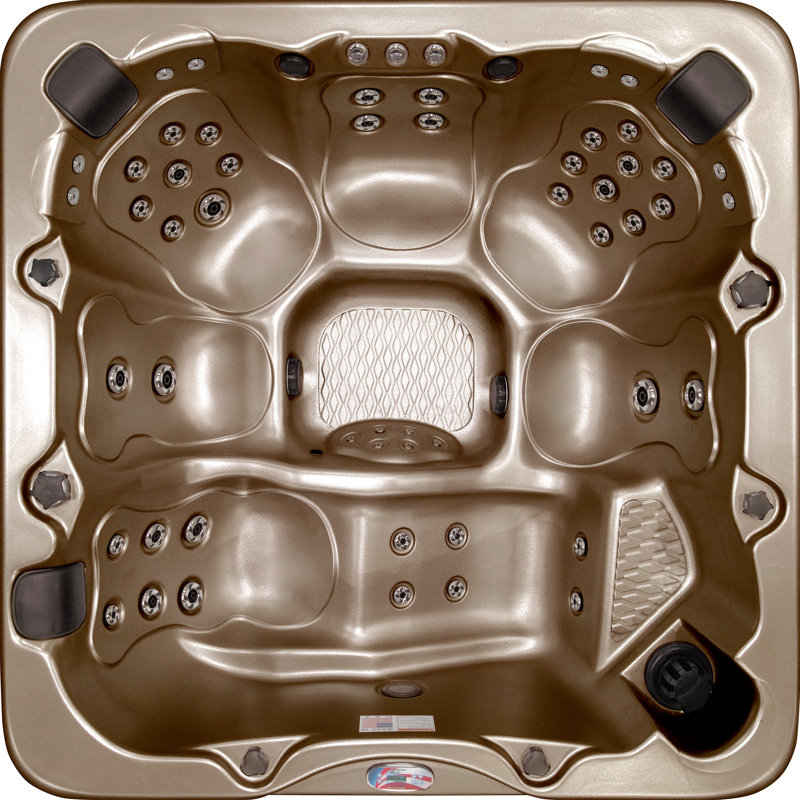 American Spas 240 Volt 6 Person 56 - Jet Acrylic Square Standard (Hardwired) Hot Tub with Ozonator and Built-In Speaker