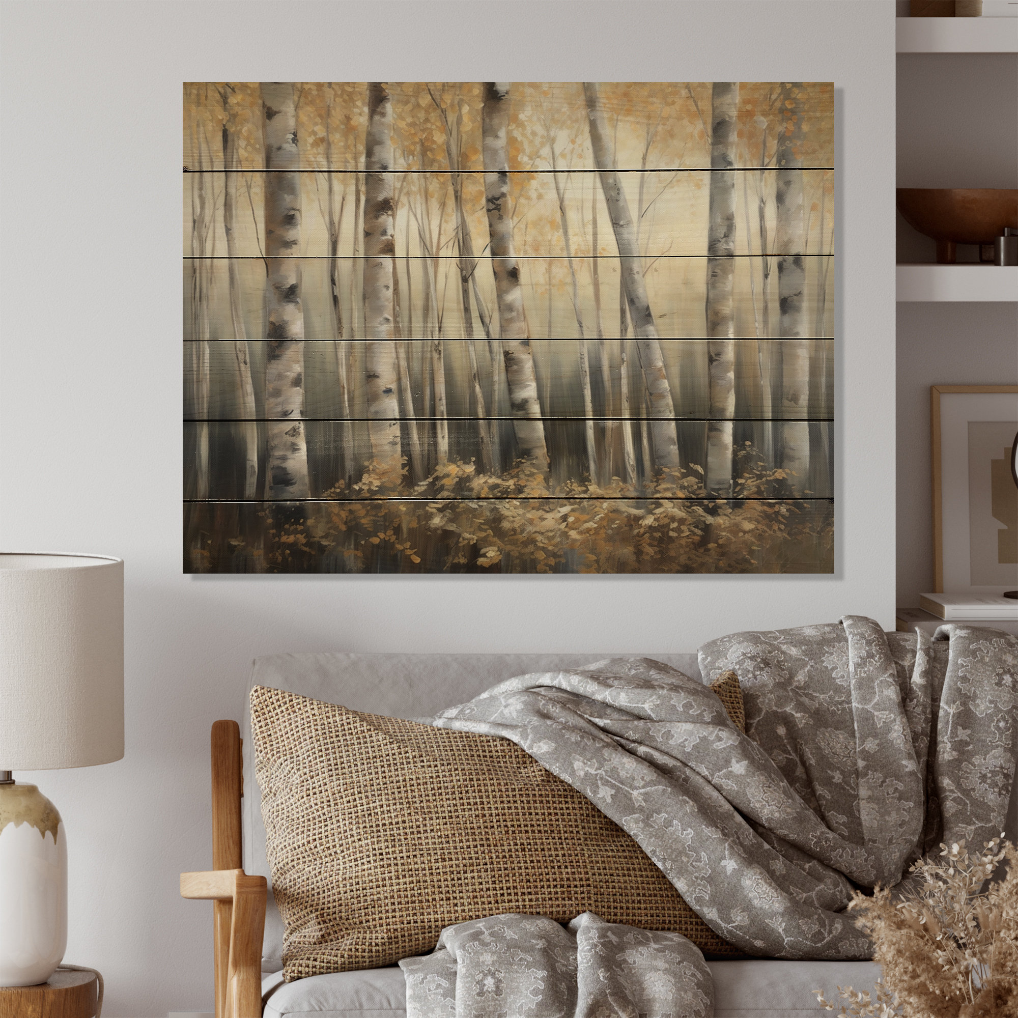 Birch Logs I Wrapped Canvas Giclee Print Wall Art - Wall Decor - Artwork