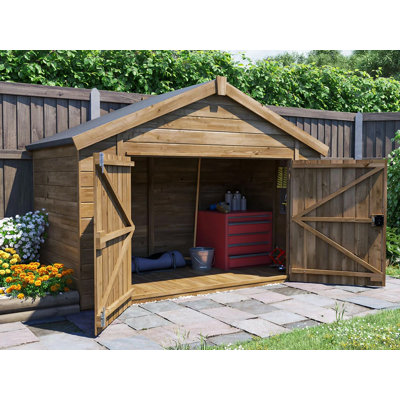 Dunster House Bike Shed W2.4m x D1.2m / W8' x D4', Fully Pressure Treated, Overlord Modular