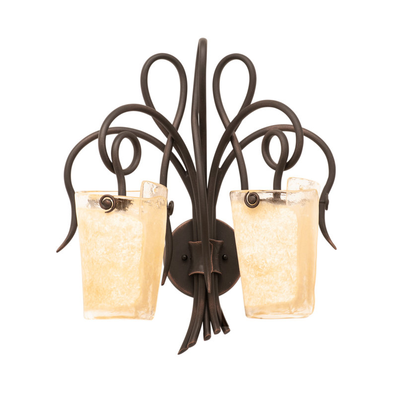 Éclairage pour meuble-lavabo 2 lumières Tribecca, Cuivre antique, Verre délicat antique Tribecca