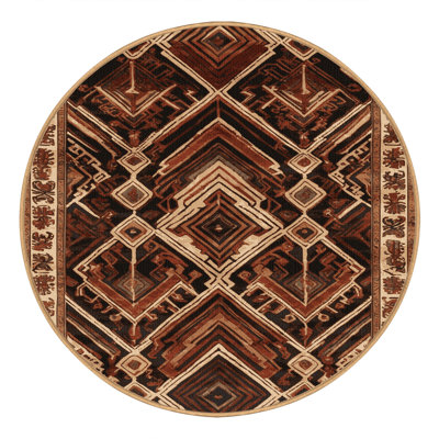 Machine Washable Art Deco Brown Area Rug
