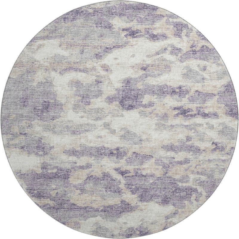 Premium Machine Washable Freixa AMF71 Purple Rug, Round 8'
