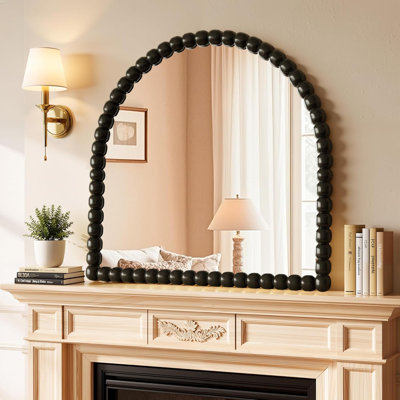 Arched Bathroom Wall Mounted Vanity Mirror, Vintage Beaded Decorative Makeup Mirror