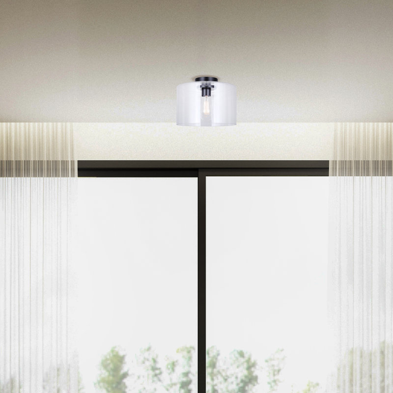Sofea 1 Light Flush Mount With Matte Black Finish And Clear Shade