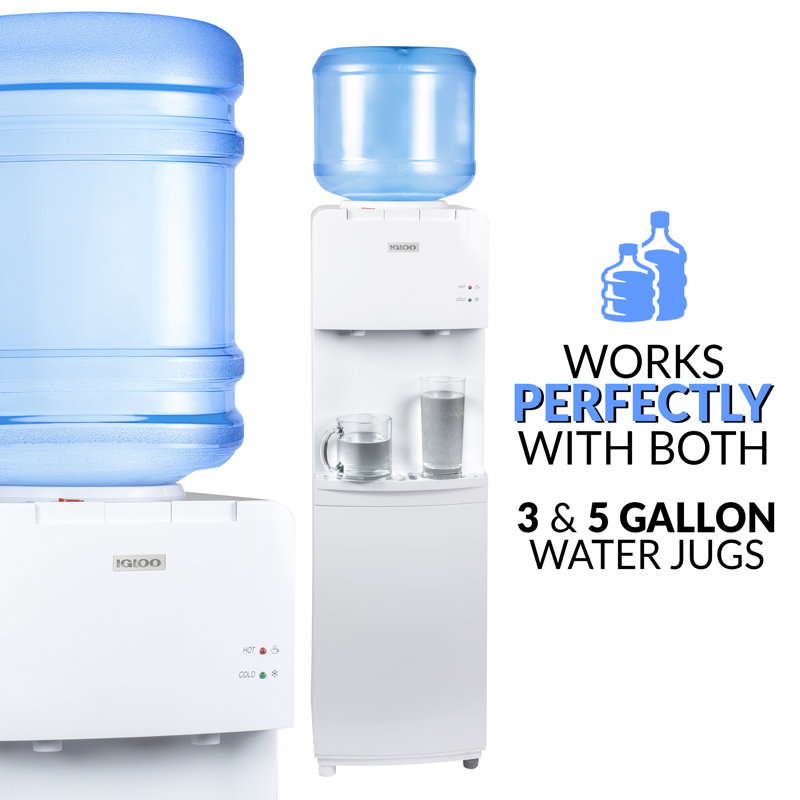 White Freestanding Hot and Cold Water Dispenser with Child Safety Lock