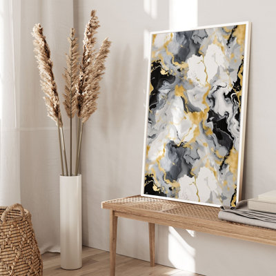 «Abstract Gold Strokes I», reproduction d'art moderne sans cadre