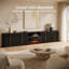 Meuble télé cannelé Westmont 165 po avec foyer de 36 po, ébène-1396360997