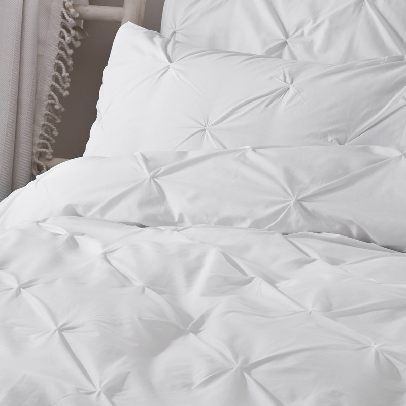 Roulf Polyester No Pattern Duvet Cover Set with Pillowcases, Double Duvet Cover + 2 Standard Pillowcases, White
