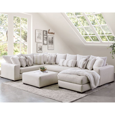 Azora Upholstered U-Shaped Sectional with Ottoman Symmetrical