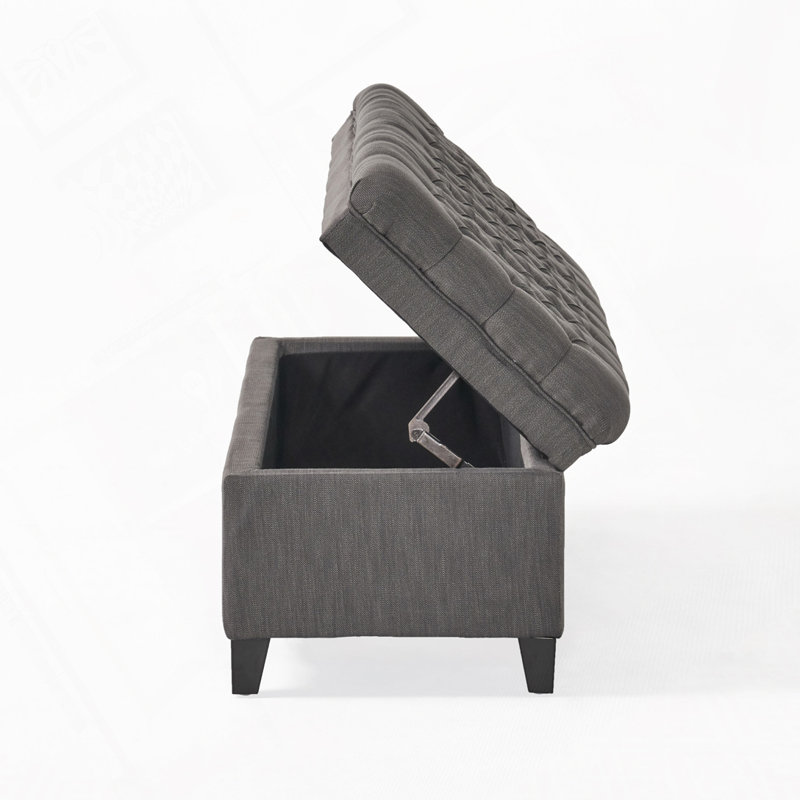 Banc rembourré avec espace de rangement, Gris