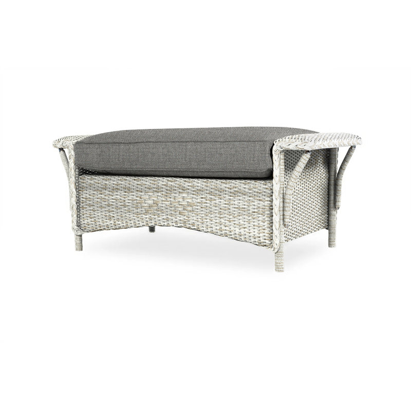 Nantucket Outdoor Ottoman, Canvas Black Sunbrella® Canvas, Antique White